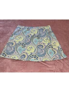 Avenue Women's Blue & Green Paisley Print A-Line Mini Skirt Size 24